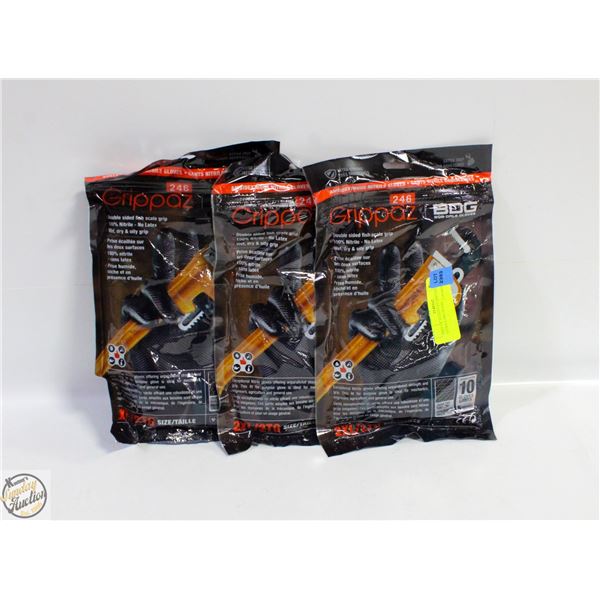 3PKS OF 10 GLOVES BDG GRIPPAZ NITRILE MECHANIC