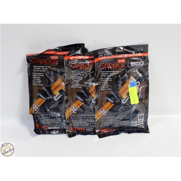 3PKS OF 10 GLOVES BDG GRIPPAZ NITRILE MECHANIC