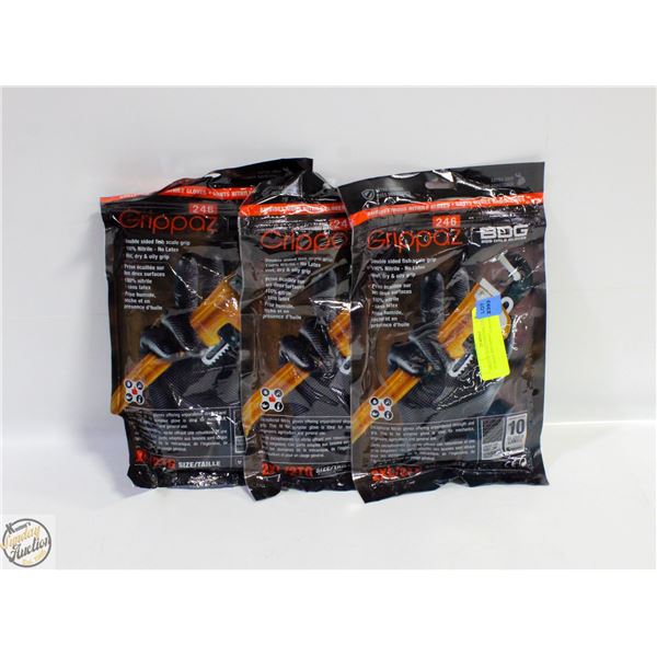 3PKS OF 10 GLOVES BDG GRIPPAZ NITRILE MECHANIC