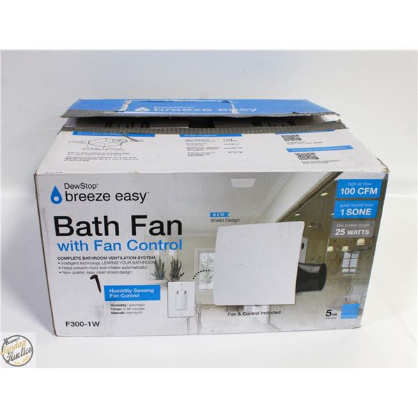 DEWSTOP BREEZE EASY BATH FAN WITH FAN CONTROL