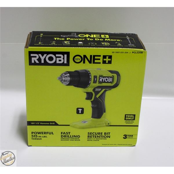 NEW RYOBI ONE 18 VOLT 1/2 HAMMER DRILL