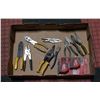 Image 1 : BOX OF SNIPS, PLIERS AND TAPE MEASURES