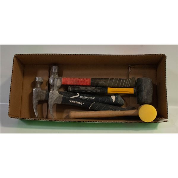 BOX OF VARIOUS HAMMERS