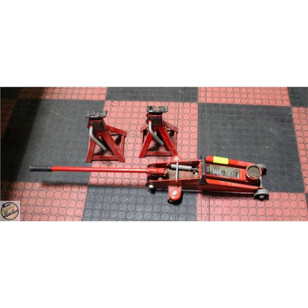 2-1/4 TON FLOOR JACK WITH 2 JACKSTANDS