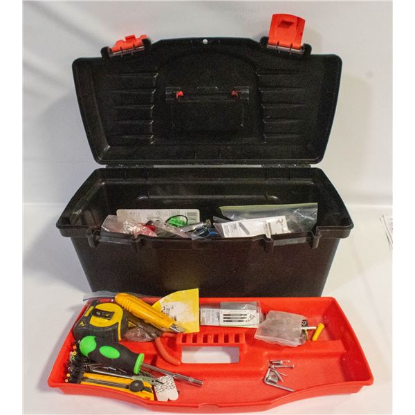 BLACK & DECKER TOOLBOX WITH TOOLS AND HARDWARE