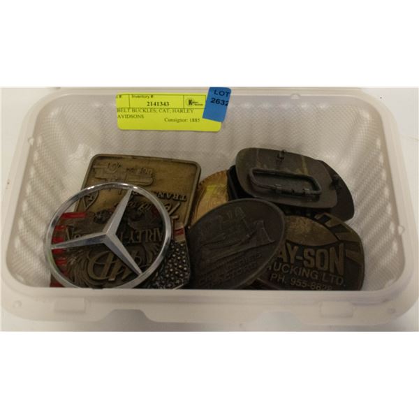 7 BELT BUCKLES; CAT; HARLEY DAVIDSONS