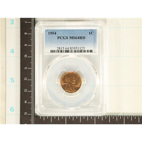 1954 LINCOLN WHEAT CENT PCGS MS64RD