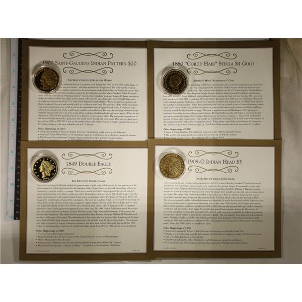 4 GOLD PLATED CLASSIC US GOLD COINS: 1907
