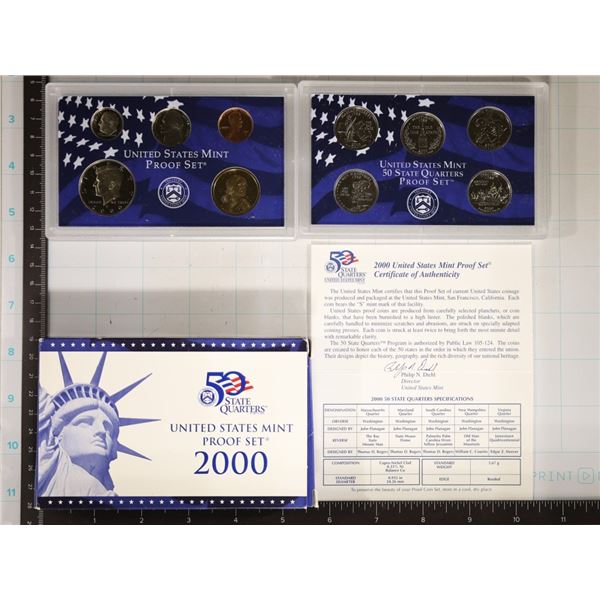 2000 US PROOF SET (WITH BOX) AND CERTIFICATE