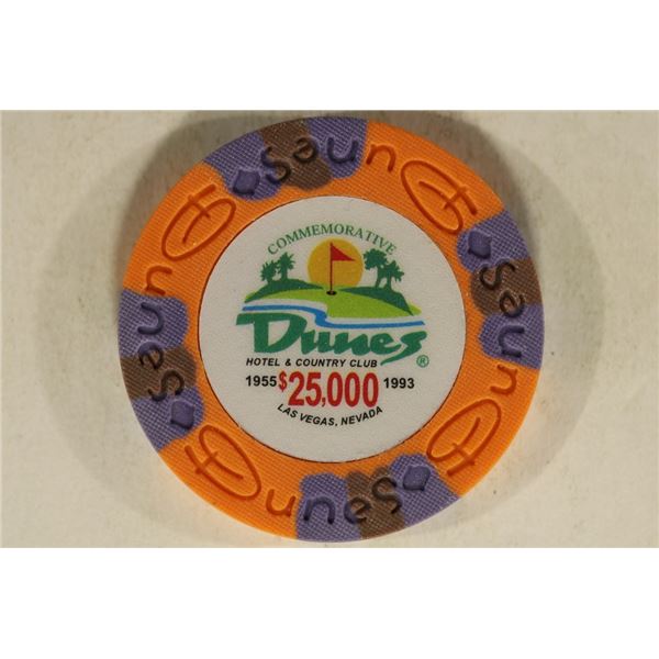 $25,000 DUNES HOTEL AND COUNTRY CLUB CASINO CHIP