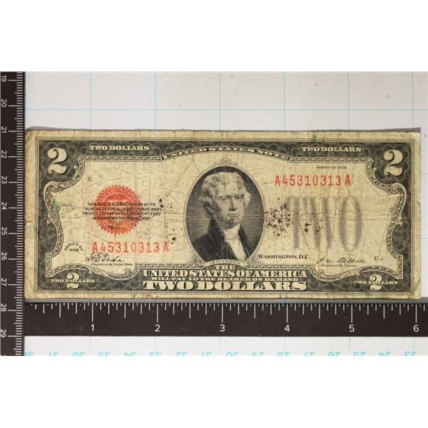 1928 US $2 RED SEAL NOTE