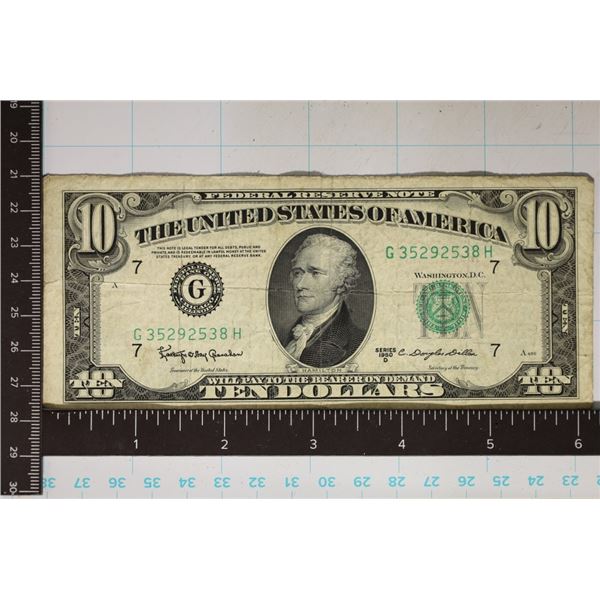 1950-D US $10 FRN, GREEN SEAL