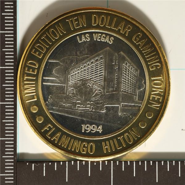 CASINO $10 SILVER TOKEN (UNC) FLAMINGO 1994