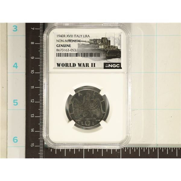 1940R XVIII ITALY LIRA NGC GENUINE WORLD WAR II