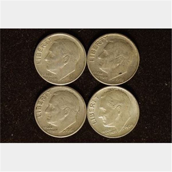 1960-D, 61-D & 2-1964 SILVER ROOSEVELT DIMES