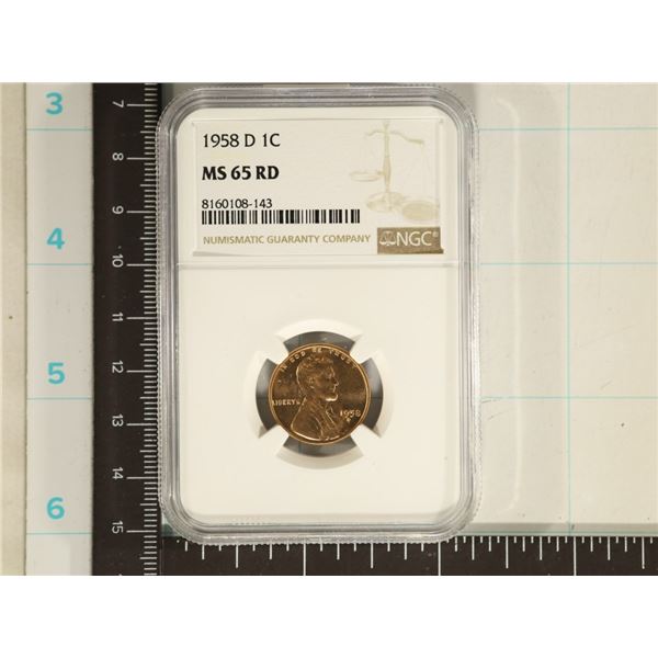 1958-D LINCOLN WHEAT CENT NGC MS65RD