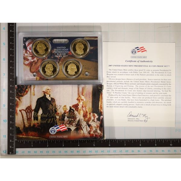 2007 US PRESIDENTIAL DOLLAR 4 COIN PF SET WITH BOX