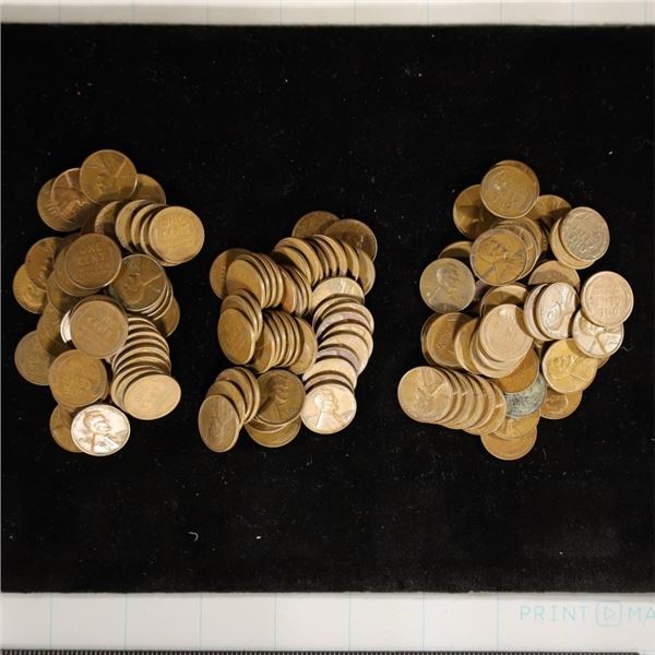 150 LINCOLN WHEAT CENTS. 50 EACH OF 1956-D, 1957-D