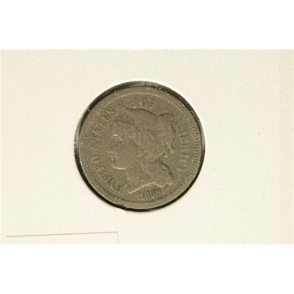 1868 US THREE CENT "NICKEL"