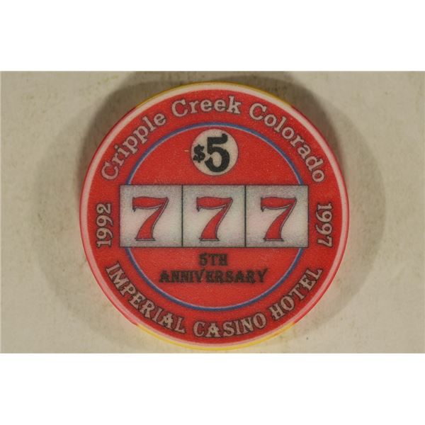 $5 IMPERIAL CASINO HOTEL CASINO CHIP. 1997  5TH