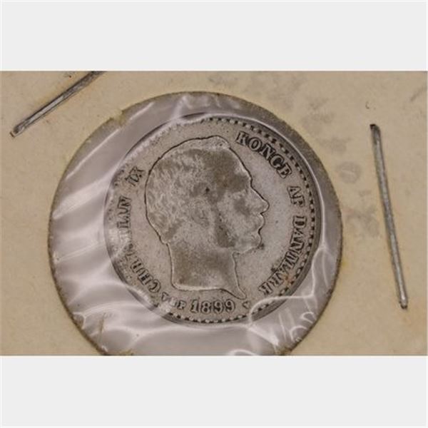 1899 DENMARK SILVER 10 ORE .0186 OZ. ASW