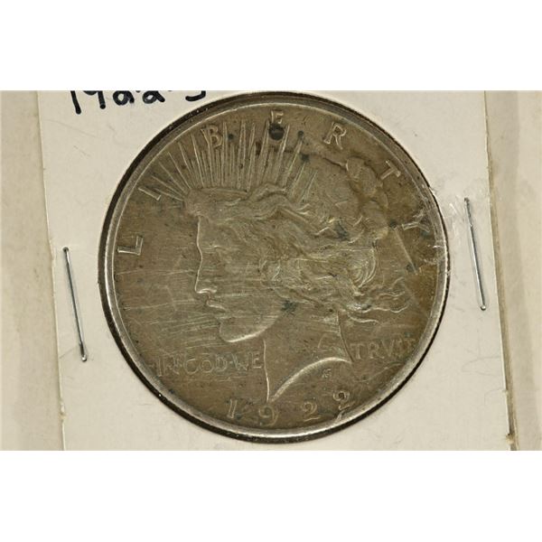1922-S PEACE SILVER DOLLAR WHIZZED