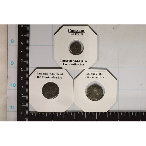 3 ROMAN ANCIENT COINS: CONSTANS 337 A.D.-350 A.D.