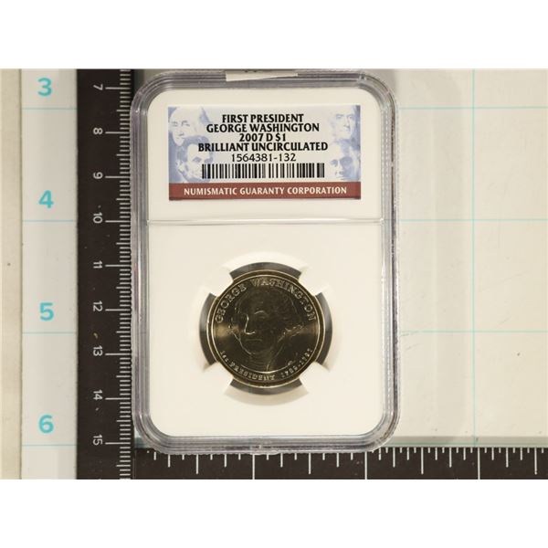 2007-D WASHINGTON DOLLAR NGC BRILLIANT UNC