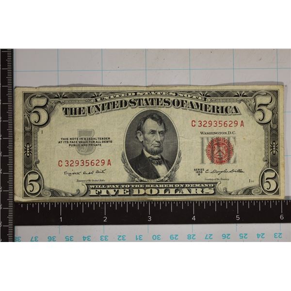 1953-B US $5 RED SEAL NOTE