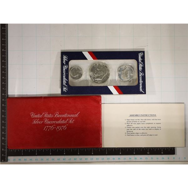 1976 SILVER 3 COIN BICENTENNIAL UNC IN ENVELOPE