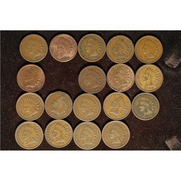 19 INDIAN HEAD CENTS: 1889-1907