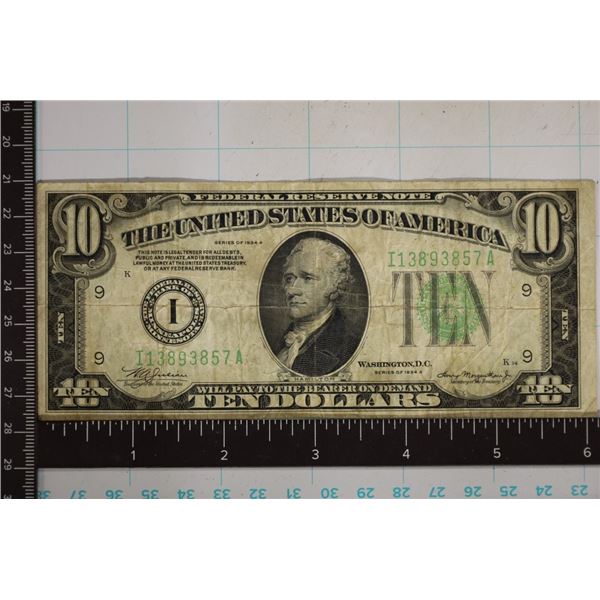 1934-A US $10 FRN, GREEN SEAL