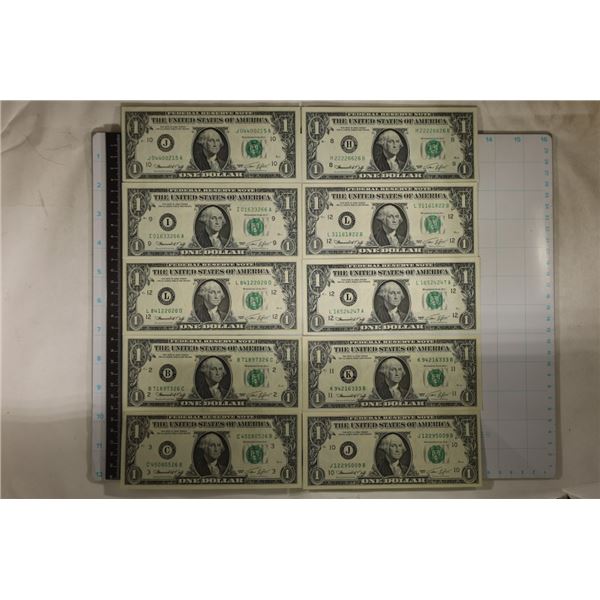 10-1974 US CRISP UNC $1 FRN, GREEN SEALS. ONE BILL