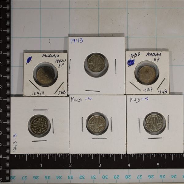 1942-D, 1943, 1943-D & 3-1943-S AUSTRALIA SILVER