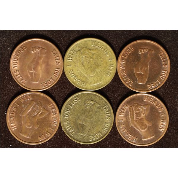 6 ADULT FLIPPER COINS: HEADS I WIN, TAILS YOU LOSE
