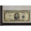 Image 1 : 1953-A US $5 SILVER CERT, BLUE SEAL.
