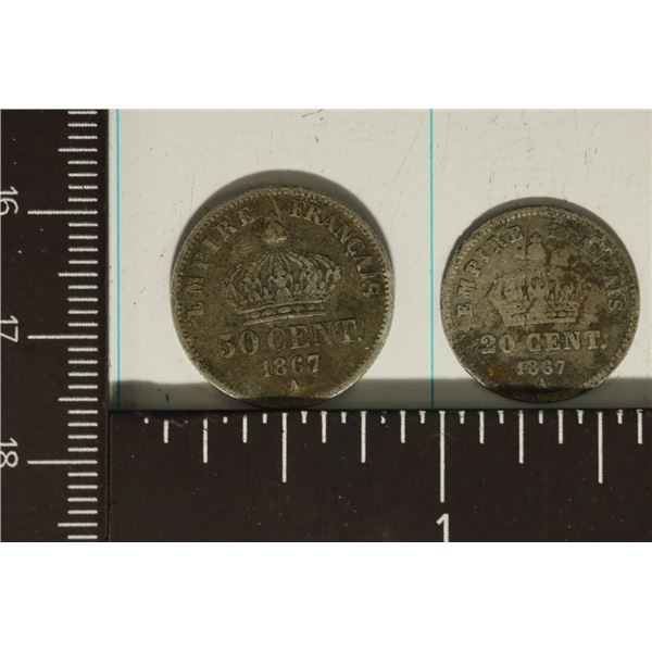 2-1867-A FRANCE SILVER COINS .0939 OZ. ASW TOTAL