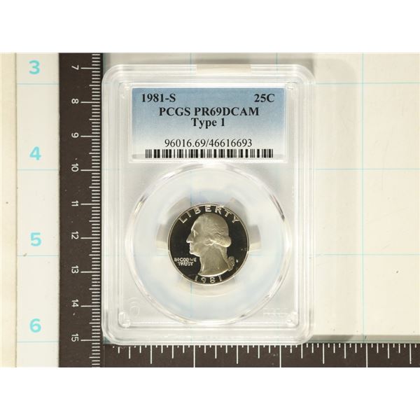 1981-S TYPE I WASHINGTON QUARTER PCGS PR69 DCAM