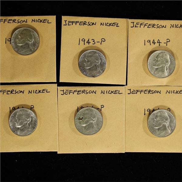 2-1943-P & 4-1944-P JEFFERSON 35% SILVER WAR NICKS