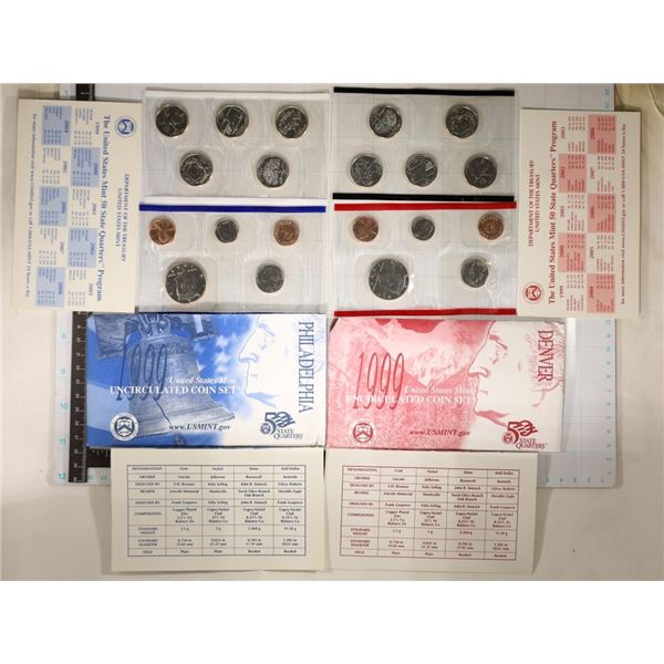 1999 US MINT SET (UNC) P/D (WITH ENVELOPES) AND