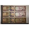 Image 1 : 6 COLOMBIA BILLS: 1-1974 FIFTY PESOS, 2-1984 FIFTY