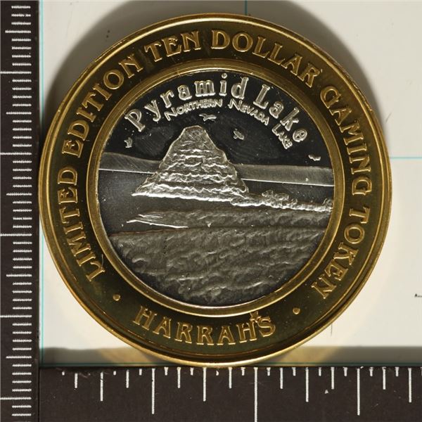 CASINO $10 SILVER TOKEN (UNC) HARRAH'S CASINO