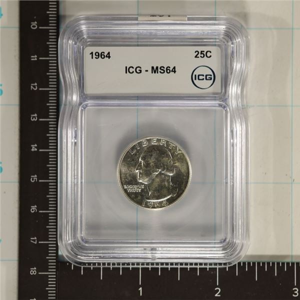 1964 WASHINGTON SILVER QUARTER ICG MS64