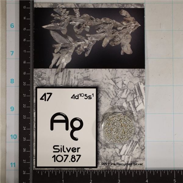 107.87 GRAINS OF .999 FINE RECYCLED SILVER IN INFO