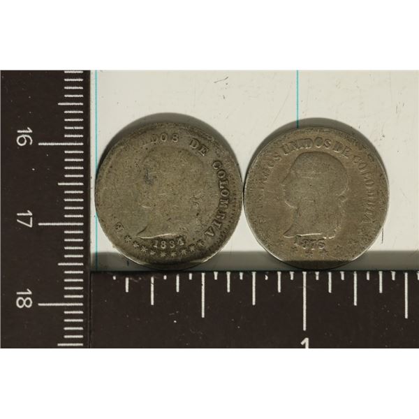 1873 & 1874 COLUMBIA SILVER 10 CENTAVOS .1342 OZ.
