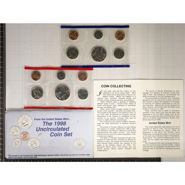1998 US MINT SET (UNC) P/D (WITH ENVELOPE) AND