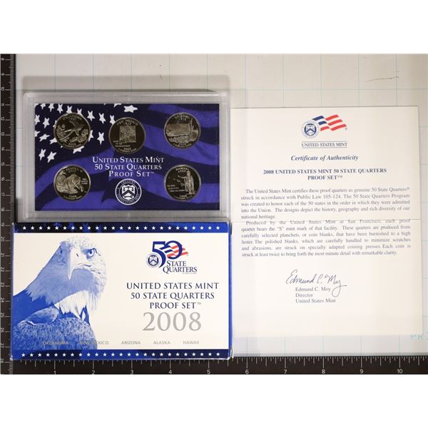 2008 US 50 STATE QUARTERS PROOF SET WITH BOX