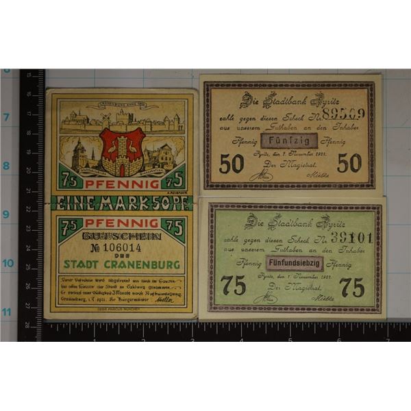 4-1921 GERMAN CRISP UNC NOTGELDS: 1-50 PFENNIG,