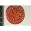 Image 2 : $5 CREEKERS CASINO CHIP. CRIPPLE CREEK, CO.
