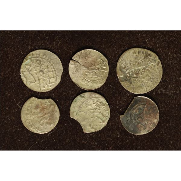 6 SILVER DIME SIZED OTTOMAN EMPIRE PARA COINS: